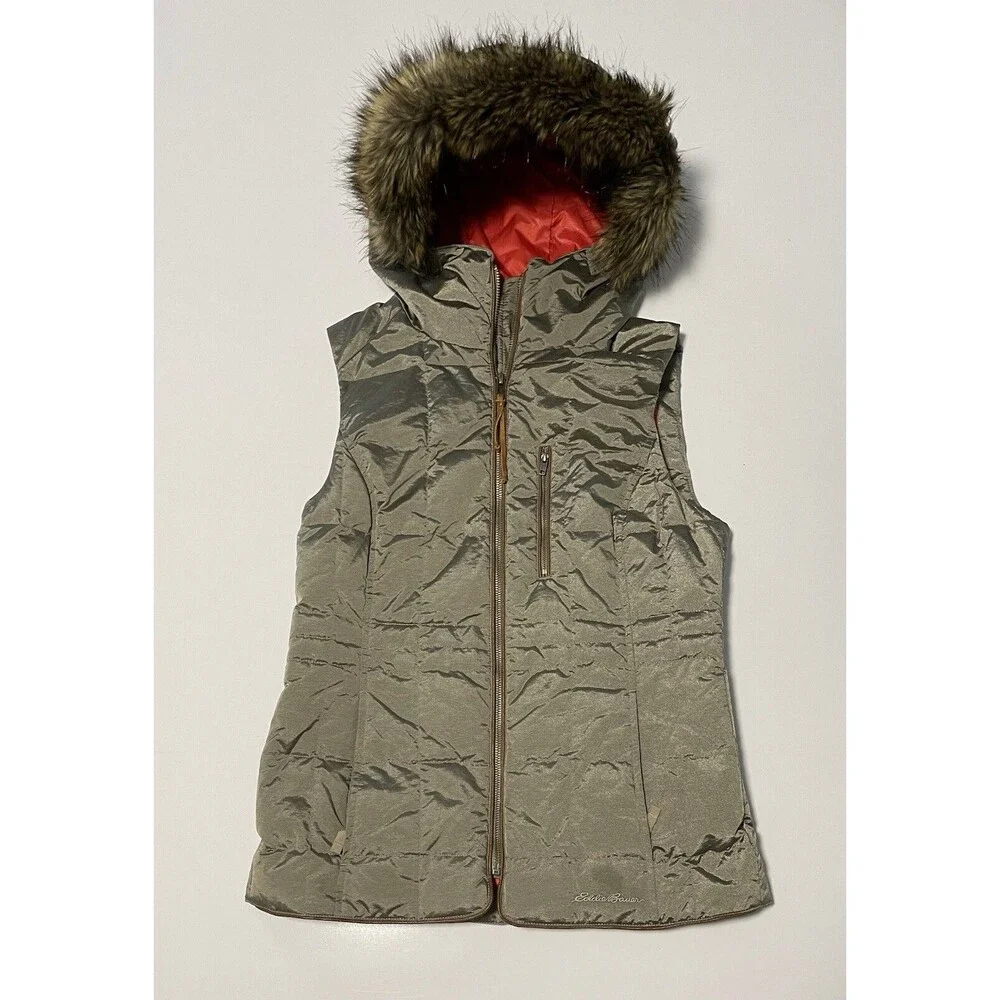 Eddie Bauer Yukon Down Puffer Vest‎ Jacket Taupe Shimmer Size S